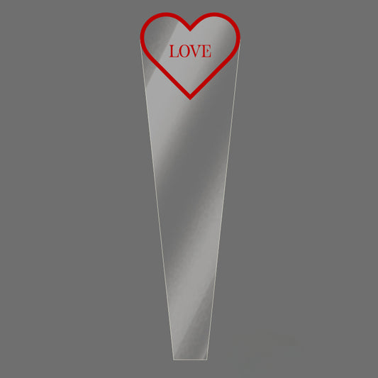 Clear Single Rose Sleeves with Heart Frame Pack 100
