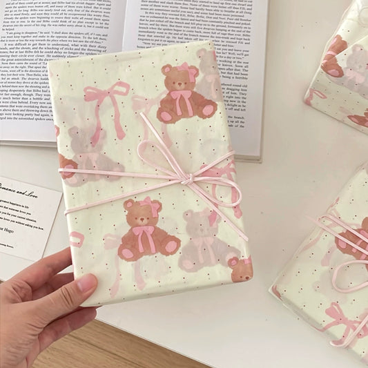 Pink Bow Teddy Bear Tissue Paper Pack 50