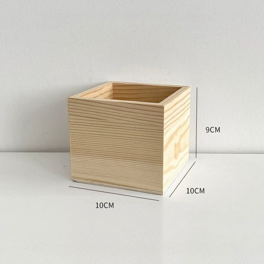 Jardinière carrée en bois de pin naturel