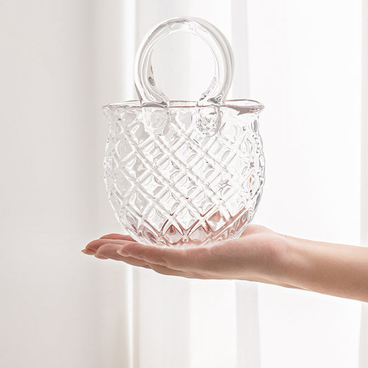 Quilted Texture Glass Handbag Vase