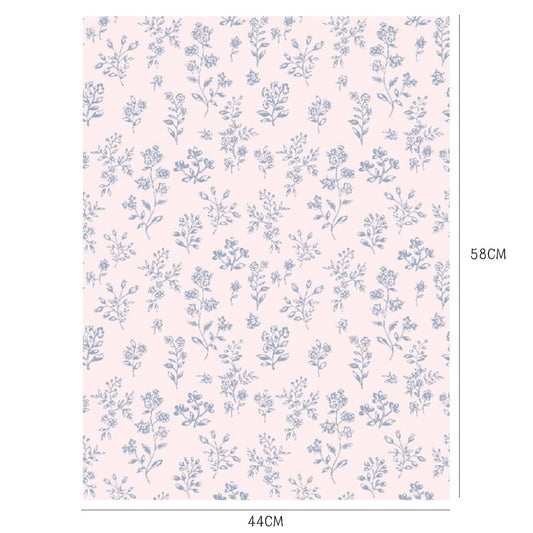 Vintage Botanical Pink Flower Wrap Paper Pack 20 (17" x 23")