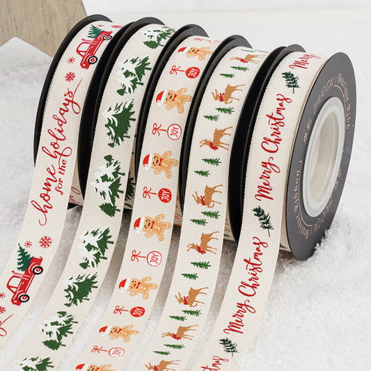 Reindeer Gingerbread Man Christmas Ribbon (16mmx10Yd)