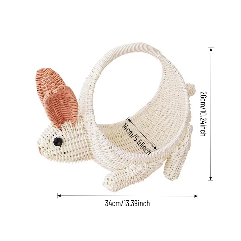 Handwoven Bunny Rattan Basket