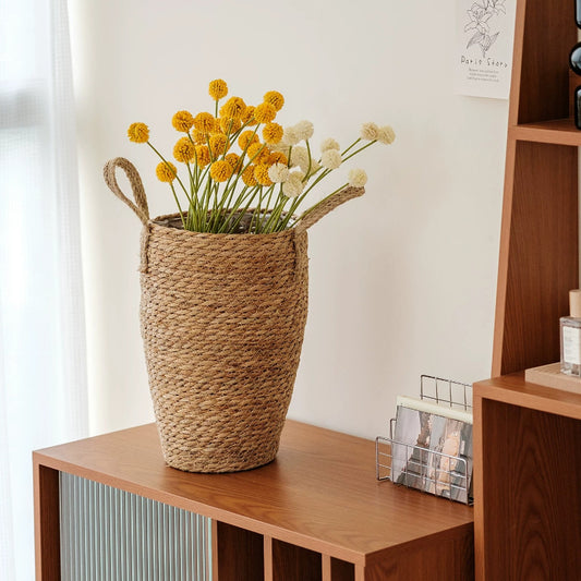 Tall Seagrass Woven Basket with Handles