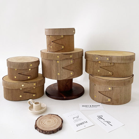 Vintage Wood Floral Arrangement Gift Box