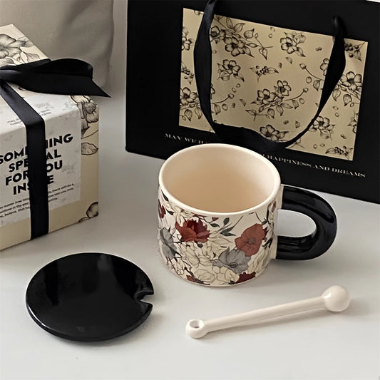 Mug à café en céramique à motif floral vintage