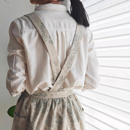 Tablier de fleuriste vintage à fleurs en coton et lin