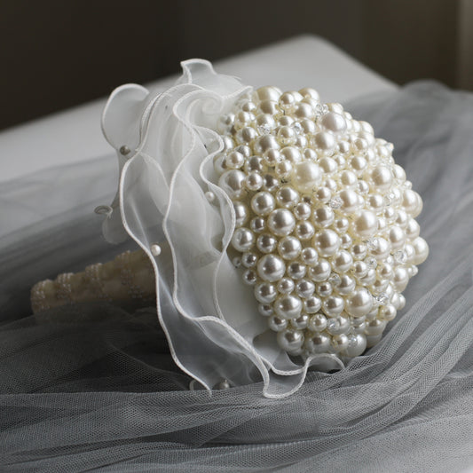 Handmade Pearl Rhinstone Bride Bouquet