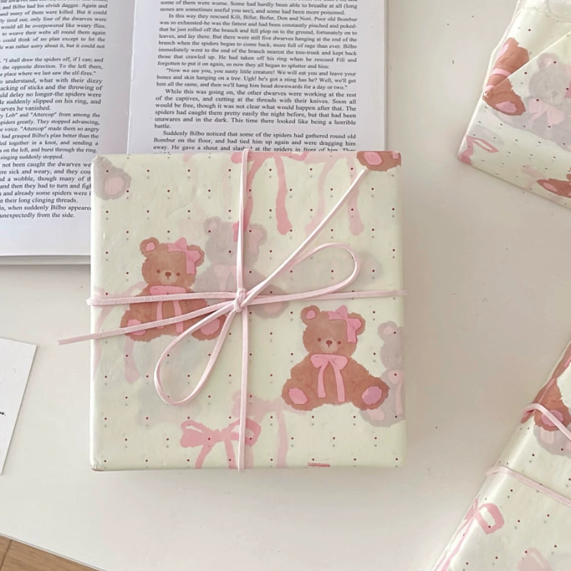 Pink Bow Teddy Bear Tissue Paper Pack 50