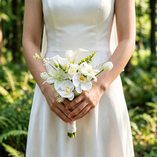 White Orchid & Calla Lily Bridesmaid Bouquet
