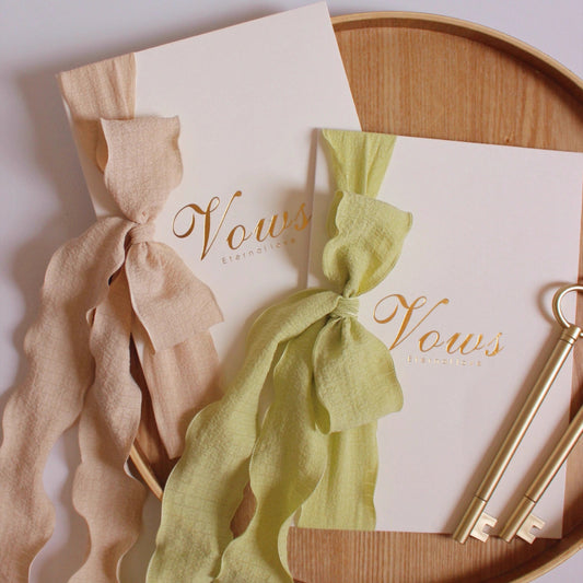Wedding Vows Cards with Ribbon and Pens (Set of 2)