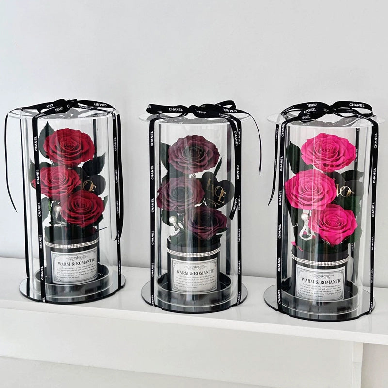 Transparent Acrylic Cylindrical Floral Gift Box