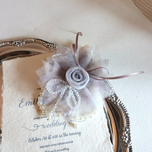 Dusty Mauve Tulle Rose Wrist Corsage
