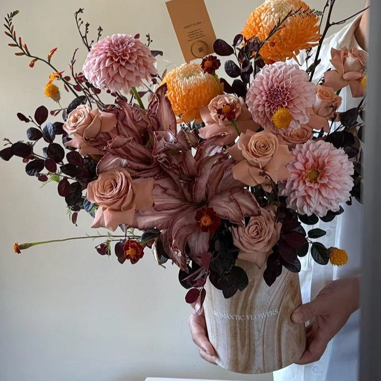 Boîte-cadeau florale ronde inspirée de l'automne