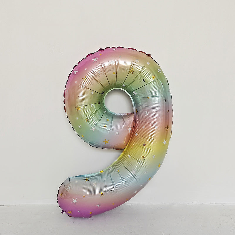 40 Inch Rainbow Star Gradient Number Balloon