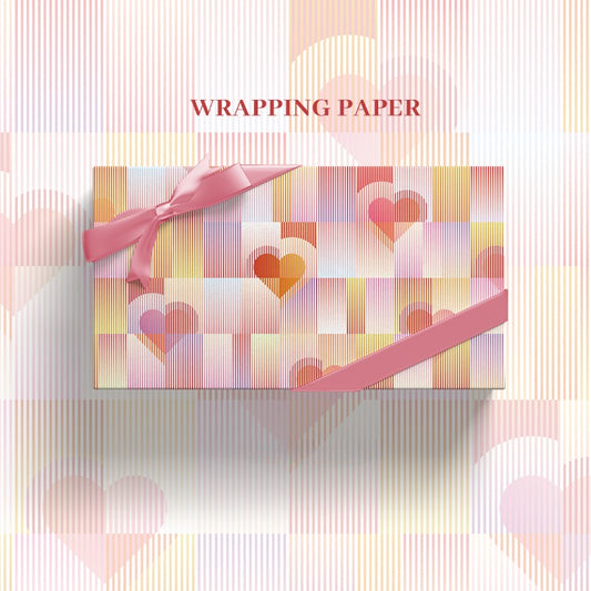 Papier cadeau cœurs pour la Saint-Valentin (50x70 cm), lot de 2