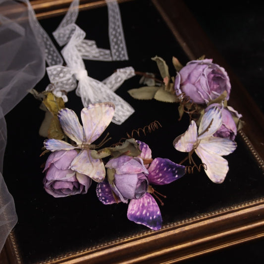 Purple Rose Butterfly Flower Crown