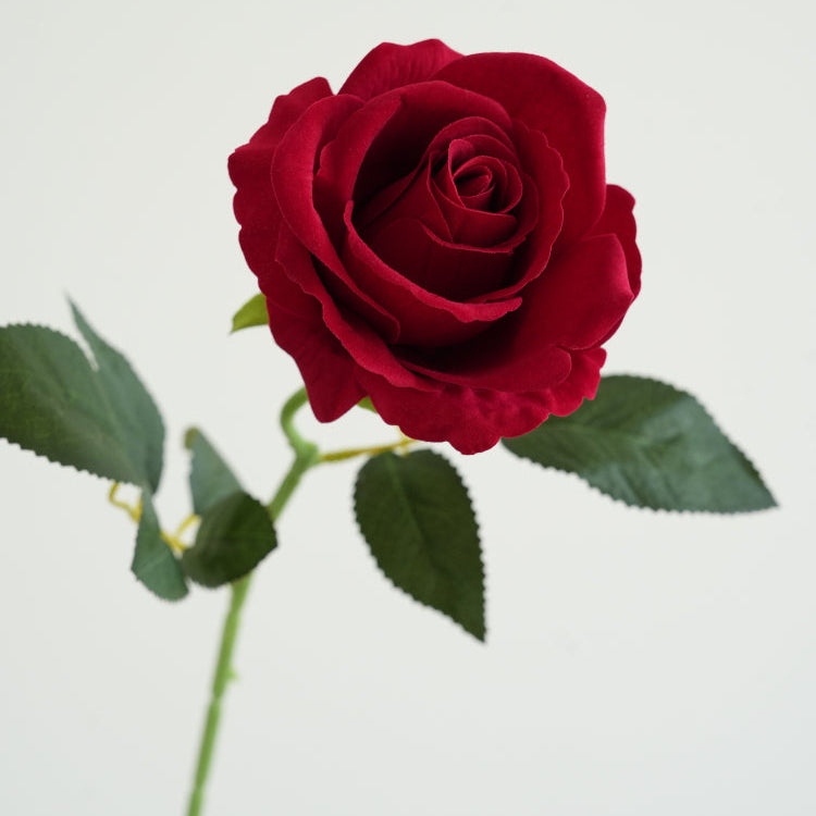 20" Artificial Velvet Red Rose Stem