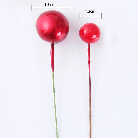50pcs Artificial Mini Holly Berries on Wire