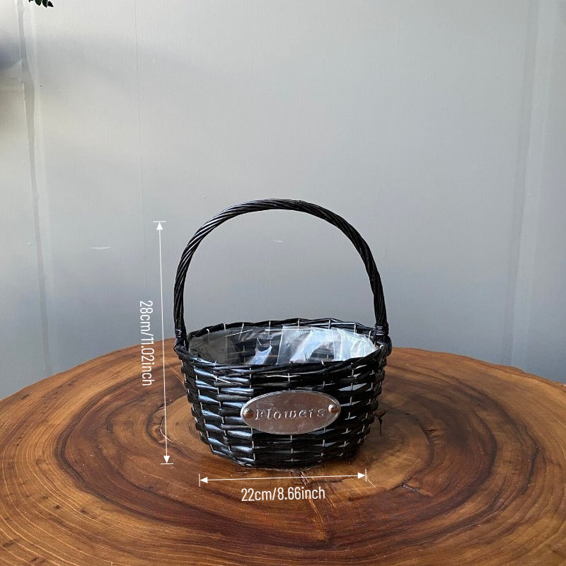 Rattan Floral Gift Basket with Plastic Liner