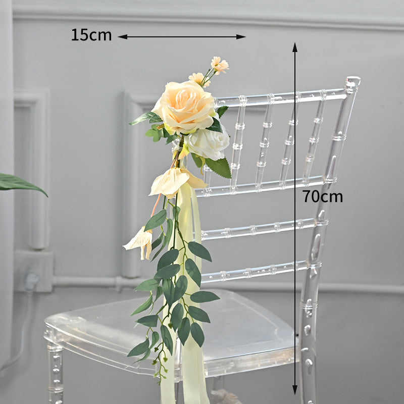Artificial Flowers with Long Ribbon for Chair Decor