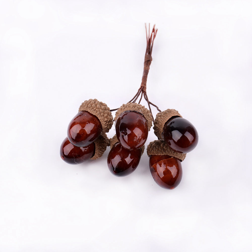 Artificial Acorns with Wire Stems for Crafts