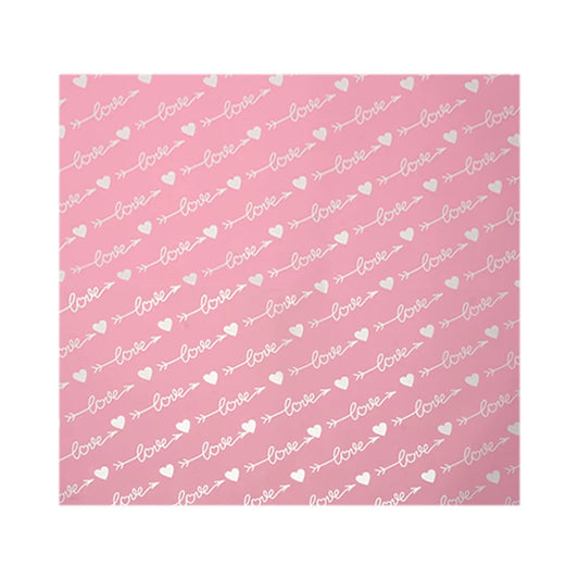 20 feuilles de papier d'emballage pour bouquet motif cœur et flèche (57x57 cm)