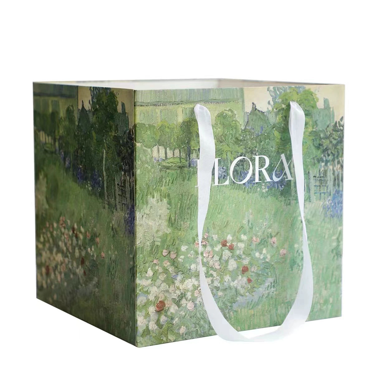 Vintage Oil Painting Square Bottom Gift Bags Pack 10