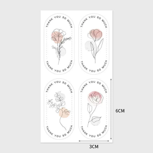 Minimalist Floral Thank You Stickers Pack 160