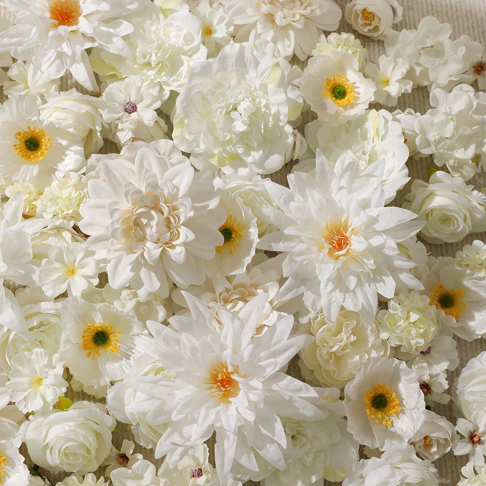 White Assorted Artificial Flower Heads (100pcs)