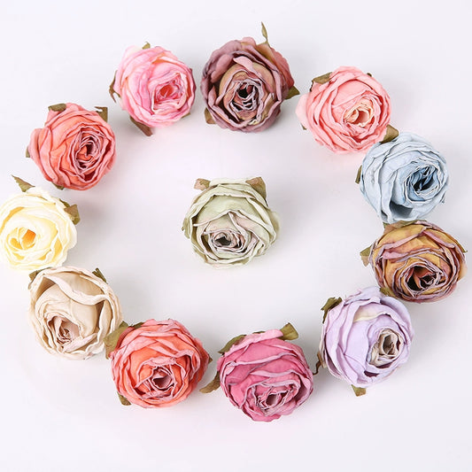 4cm Vintage Style Silk Rose Heads Pack 20