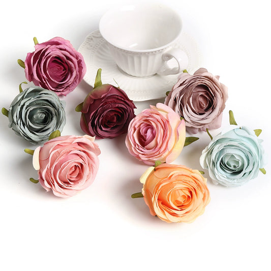 6cm Artificial Silk Rose Flower Heads Pack 30