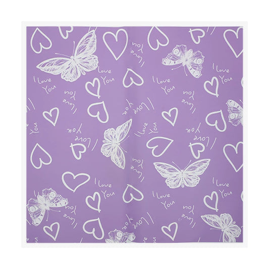 20 feuilles de papier d'emballage pour bouquet motif papillons et cœurs (57x57 cm)