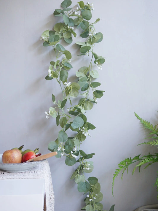 Artificial Eucalyptus Garland with Flowers (170cmL)