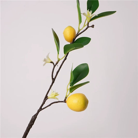 Tige de citronnier artificielle avec fleurs, 17 po