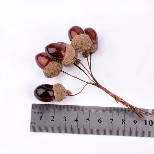 Artificial Acorns with Wire Stems for Crafts