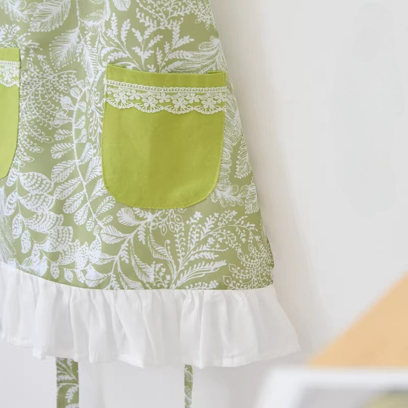 Waterproof Green Leaf Floral Florist Apron