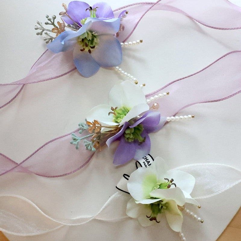 Lavender Floral Wrist Corsage for Bridesmaids