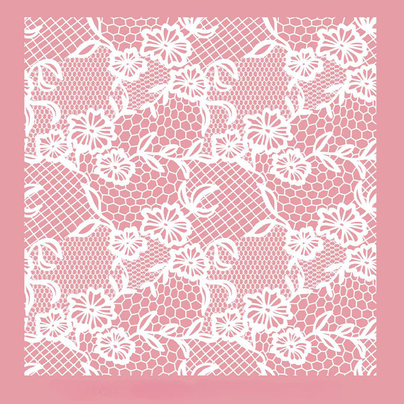 White Lace Print Cello Wrap Paper Pack 20 (58x58cm)