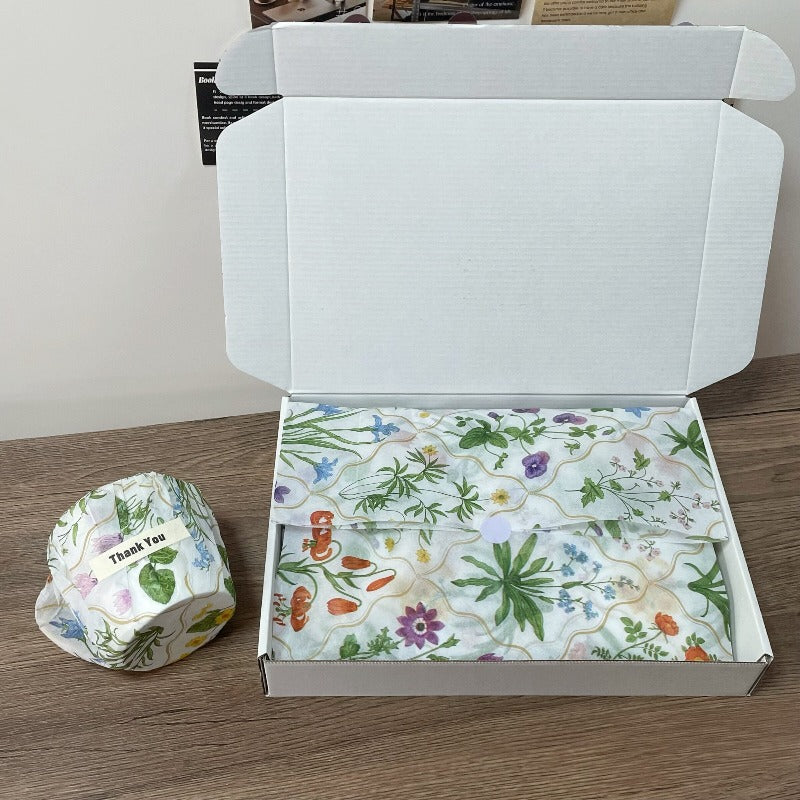 Lot de 50 papiers de soie motif fleurs sauvages botaniques