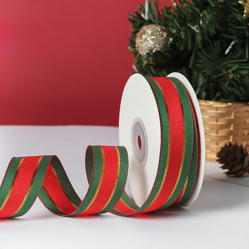 Ruban gros-grain à carreaux de Noël de 24 yards