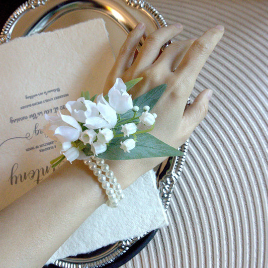 Lily of the Valley Wrist Corsage Boutonniere Set