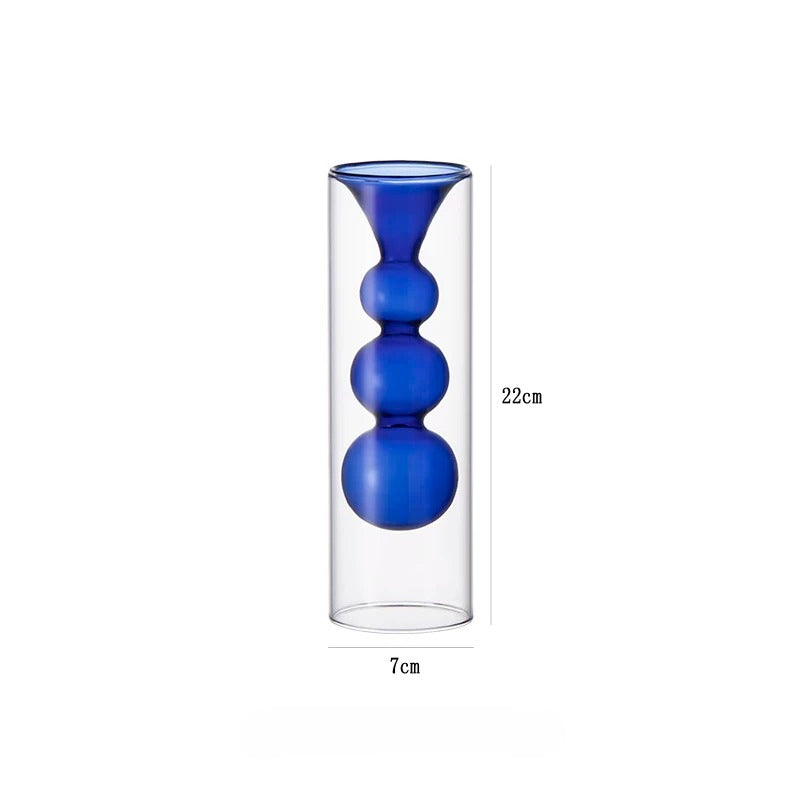 Geometric Double-Walled Glass Bubble Vase
