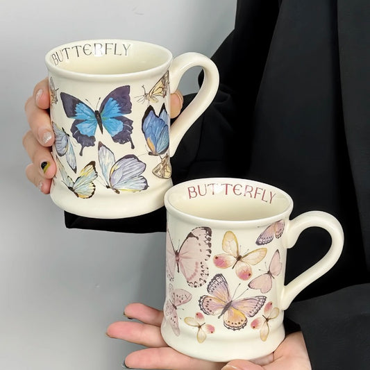 Mug à café en céramique à motif papillon vintage
