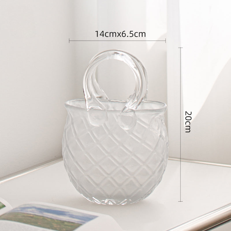 Quilted Texture Glass Handbag Vase