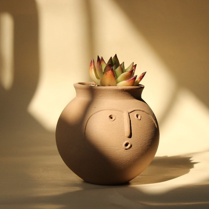 Terracotta Face Matte Ceramic Plant Pot