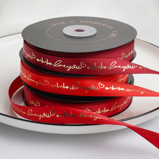 LOVE YOU Valentine's Day Satin Ribbon (15mmx49Yd)