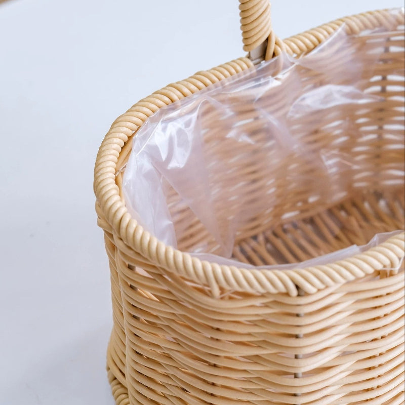 Oval Wicker Flower Basket with High Handle