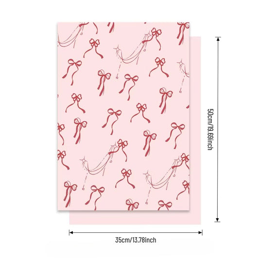 Vintage Bow Print Floral Wrap Paper Pack 20 (14" x 20")