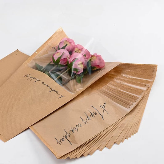Flower Sleeves with Clear Window Pack 100